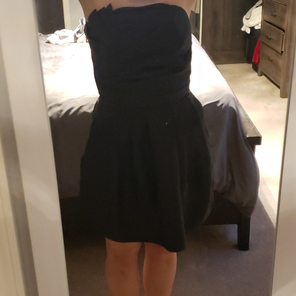 Black strapless promo dress